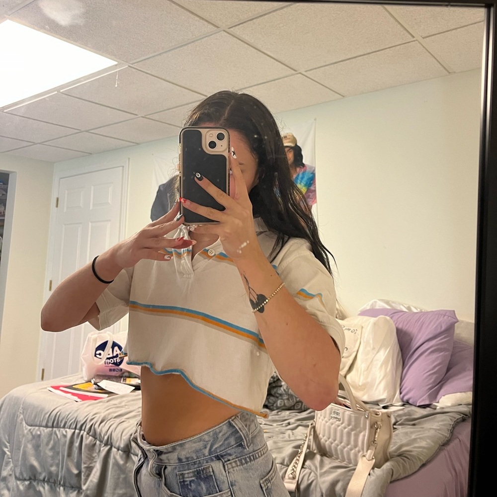 Cropped striped wrangler top